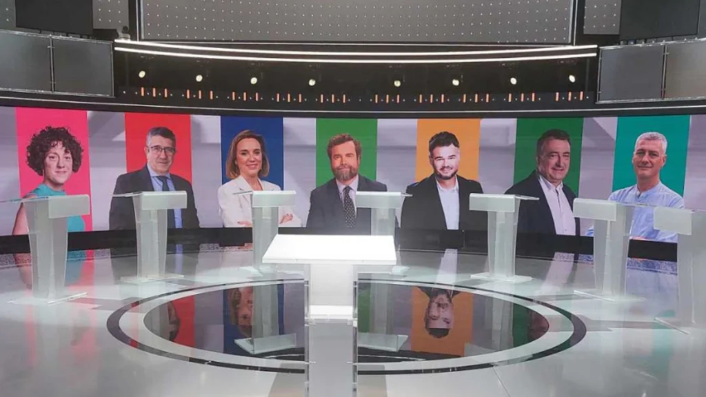 Captura del debate a 7 previo a las elecciones generales de 2023 (Antena 3)